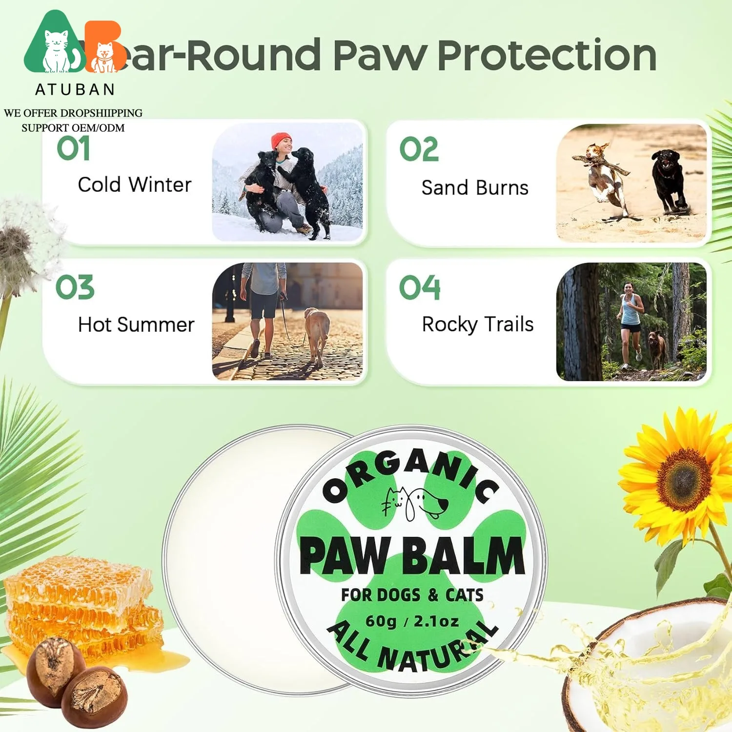 강아지 발 관리 키트, 물 없이 사용하는 폼 강아지 발 세정제와 실리콘 브러시&자연산 무해한 강아지 발밤으로 건조하고 갈라진 발과 코를 치료