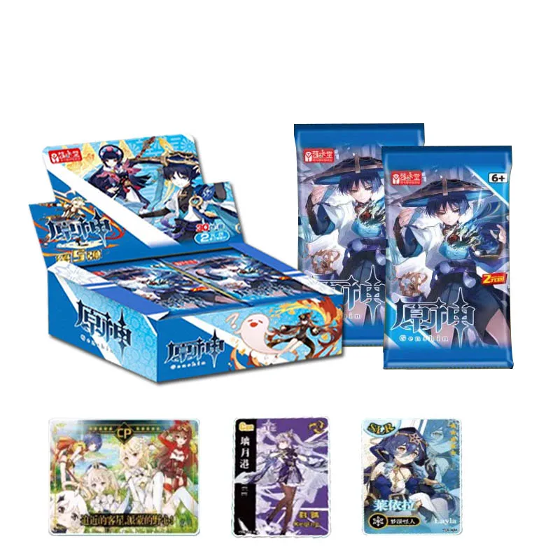 Genshin Impact Collection Cards Box Deluxe Edition Rare Five Star Character Box Anime Playing Games Board Toys Carte