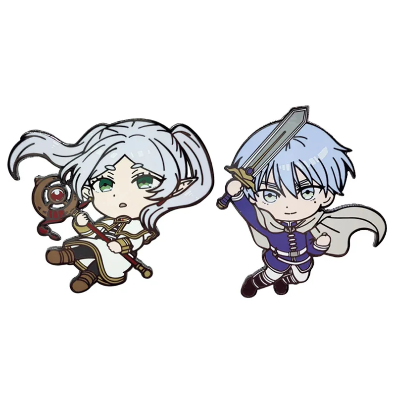 Frieren Himmel Metal Pin Badge Anime Manga Cosplay Collection Gift Jacket Bag Decoration 2pcs set