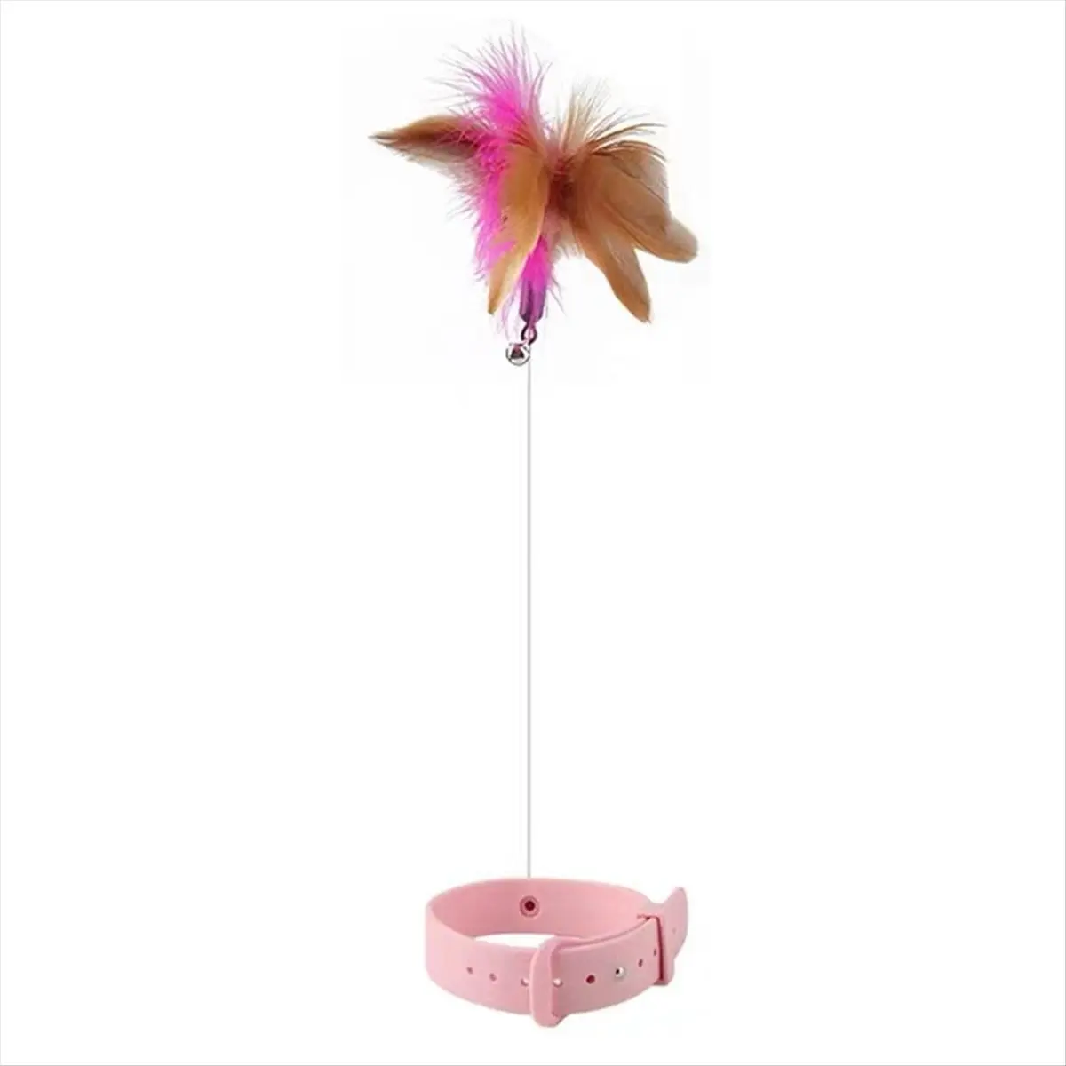 ABPP Pink Interactive Cat-Toys Funny Teaser Stick with Bell Pets Collar Playing Teaser Wand Training Toys for Cats