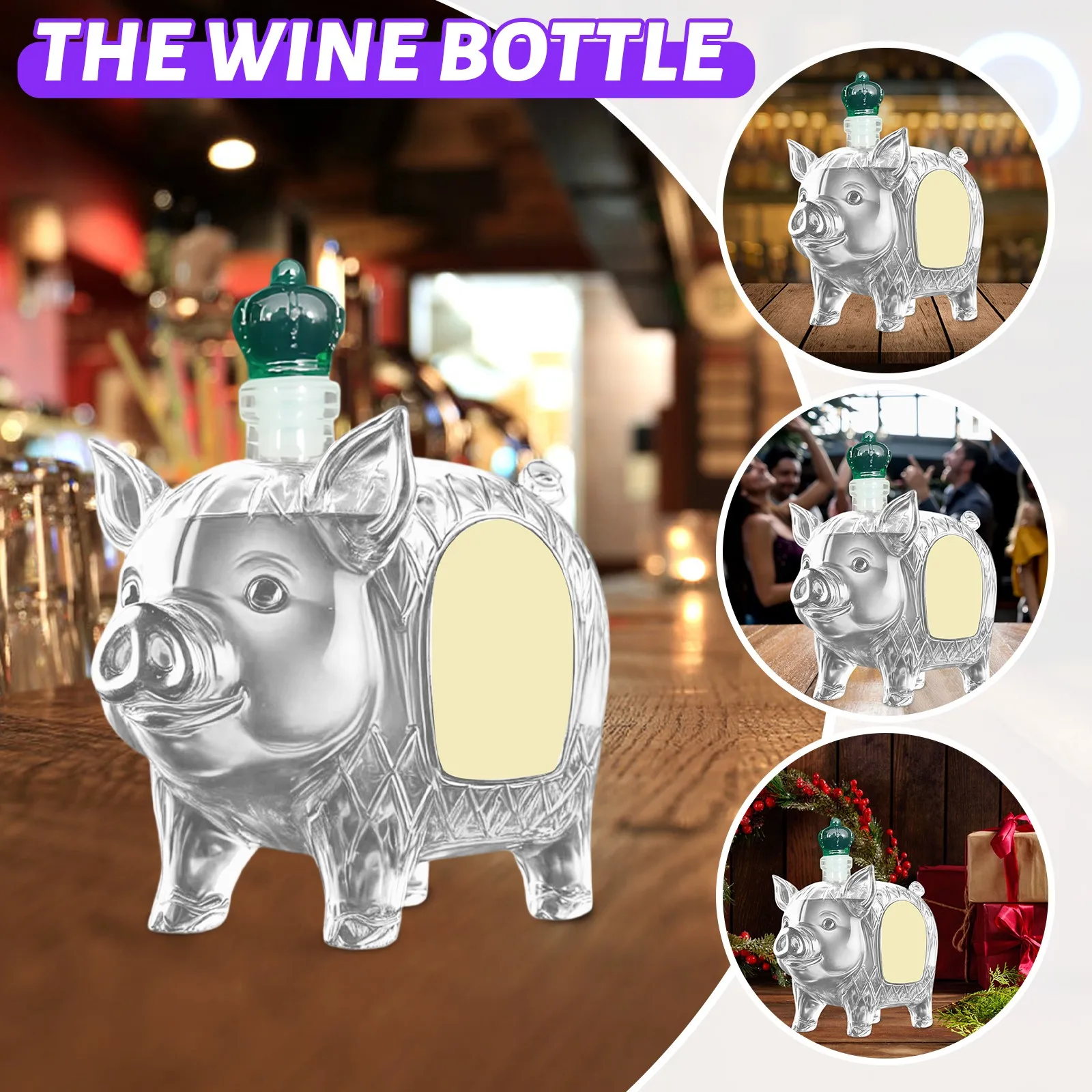 

Уникальный графин для виски в форме свиньи с забавным дизайном бутылки для французского виски, идеальный подарок для мужчин, стекло с 3D гравировкой