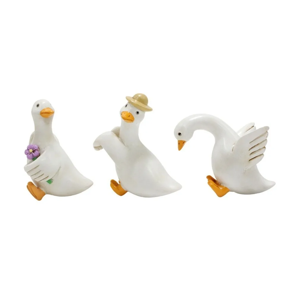 3PCS/SET Resin Duck Flowerpot Pendant Adorable Shape Realistic Flower Pot Decor Whimsical Style Simulated Animal Ornaments