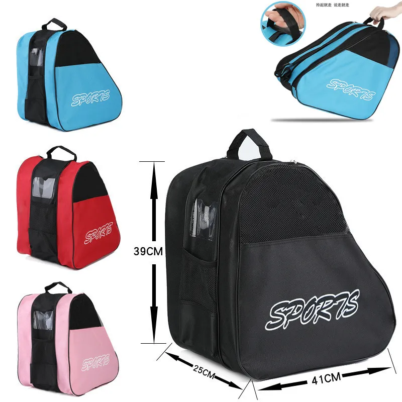 Sac de patins à roulettes portable, sac de patinage sur glace, sac de patins à roues alignées respirant pour enfants, sac de rangement de patins, sac de chaussures de patinage, grande capacité