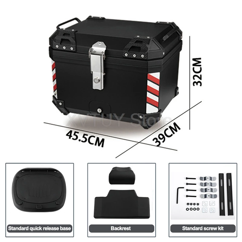 55L Motorcycle Tail Box Universal Top Rear Luggage Storage Tool Cases Large Capacity Lockable Helmet Box for Moto Riding Travel