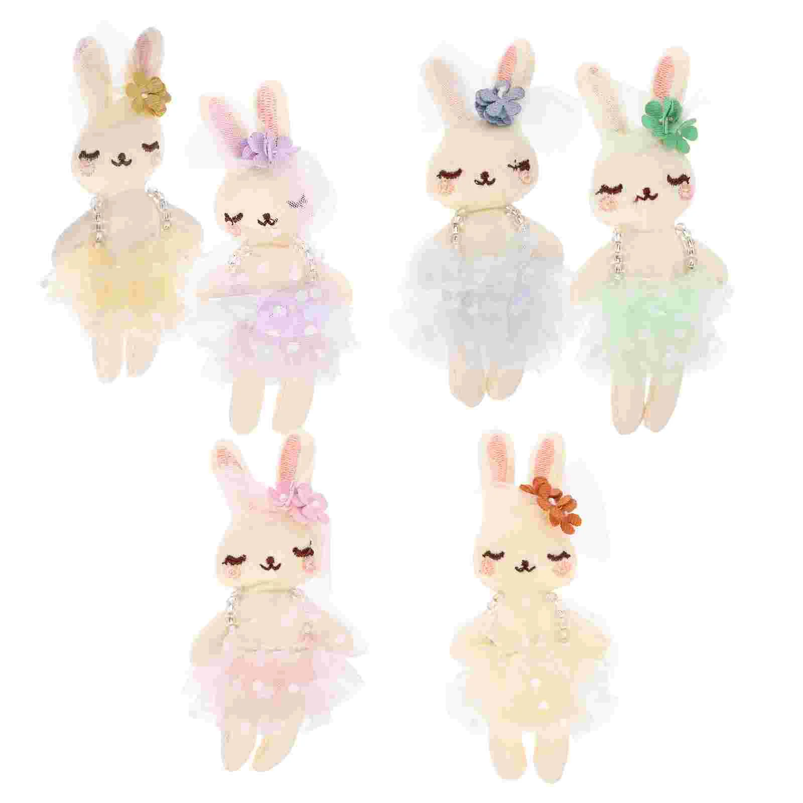 Mini jouets en peluche lapin pour filles, vêtements en vrac, fournitures d'animaux, petite clé, 6 pièces