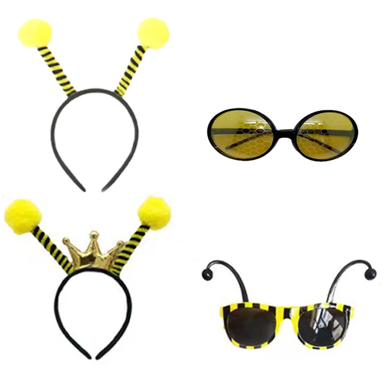 

PESENAR Bee Costume Set Halloween Cosplay Outfit Skirt Knee High Socks Gloves Headband Glasses Accessories For Party Performance