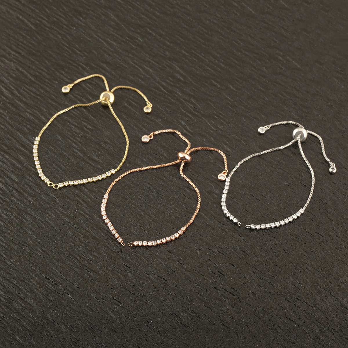 Nidin الساخن الأبيض الزركون الموازي/العمودي ربط 3 قطعة/الوحدة سوار للنساء قابل للتعديل سلسلة مجوهرات اكسسوارات بالجملة #5