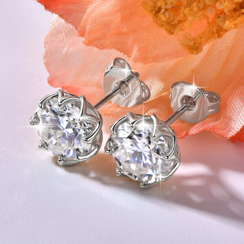 Rrjzz D-Farbe VVS1 Moissanit Zertifizierte Ohrstecker für Damen und Herren 0,1-2CT Rundschliff 3-8mm Einzelstein Laborgezüchtete Diamant-Ohrringe – Detail 9