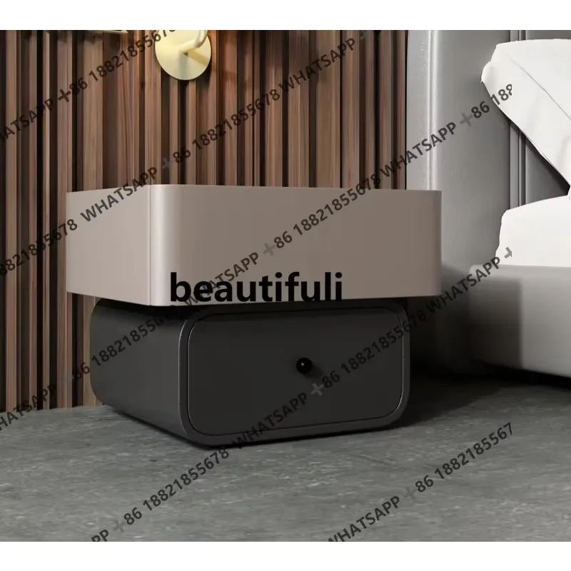 

R Solid wood minimalist light luxury replacement round small bedside table rock slab small coffee table