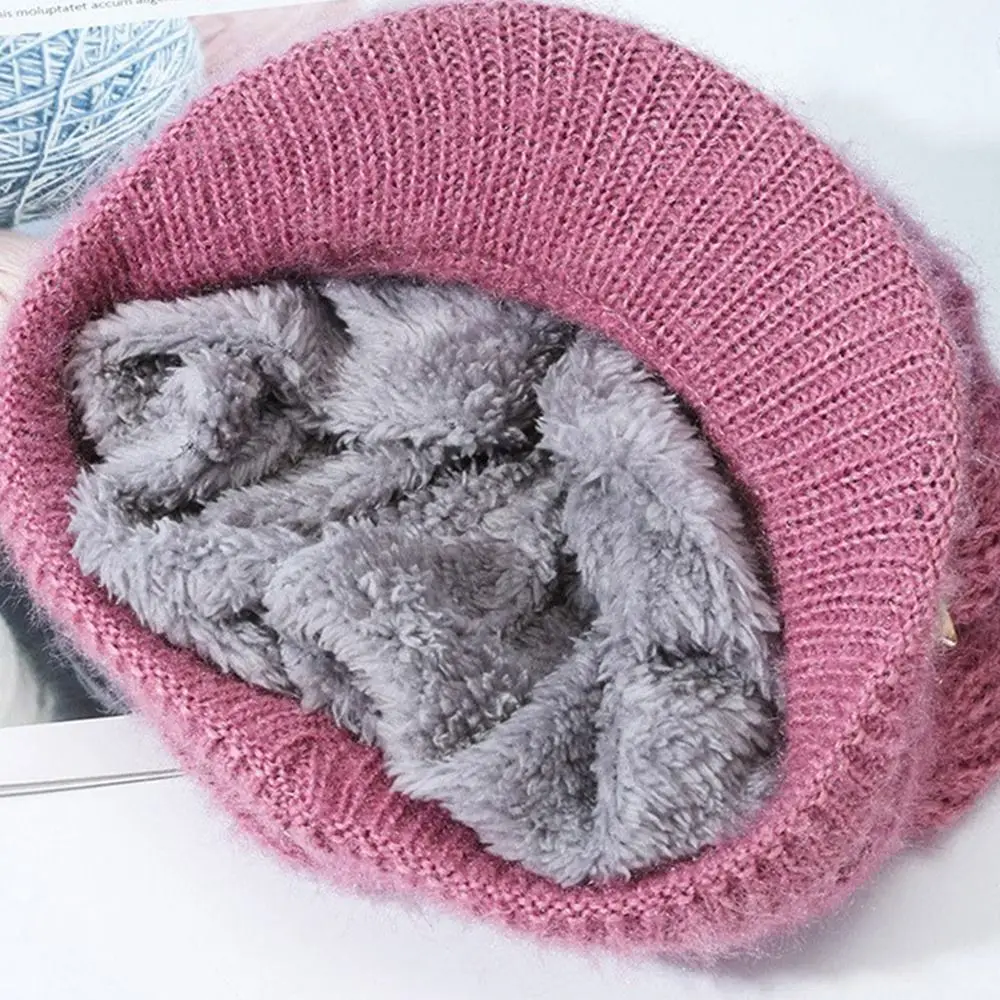 Winter Warm Knitted Wool Hat Solid Color Windproof Cap Knitted Hat Middle Aged