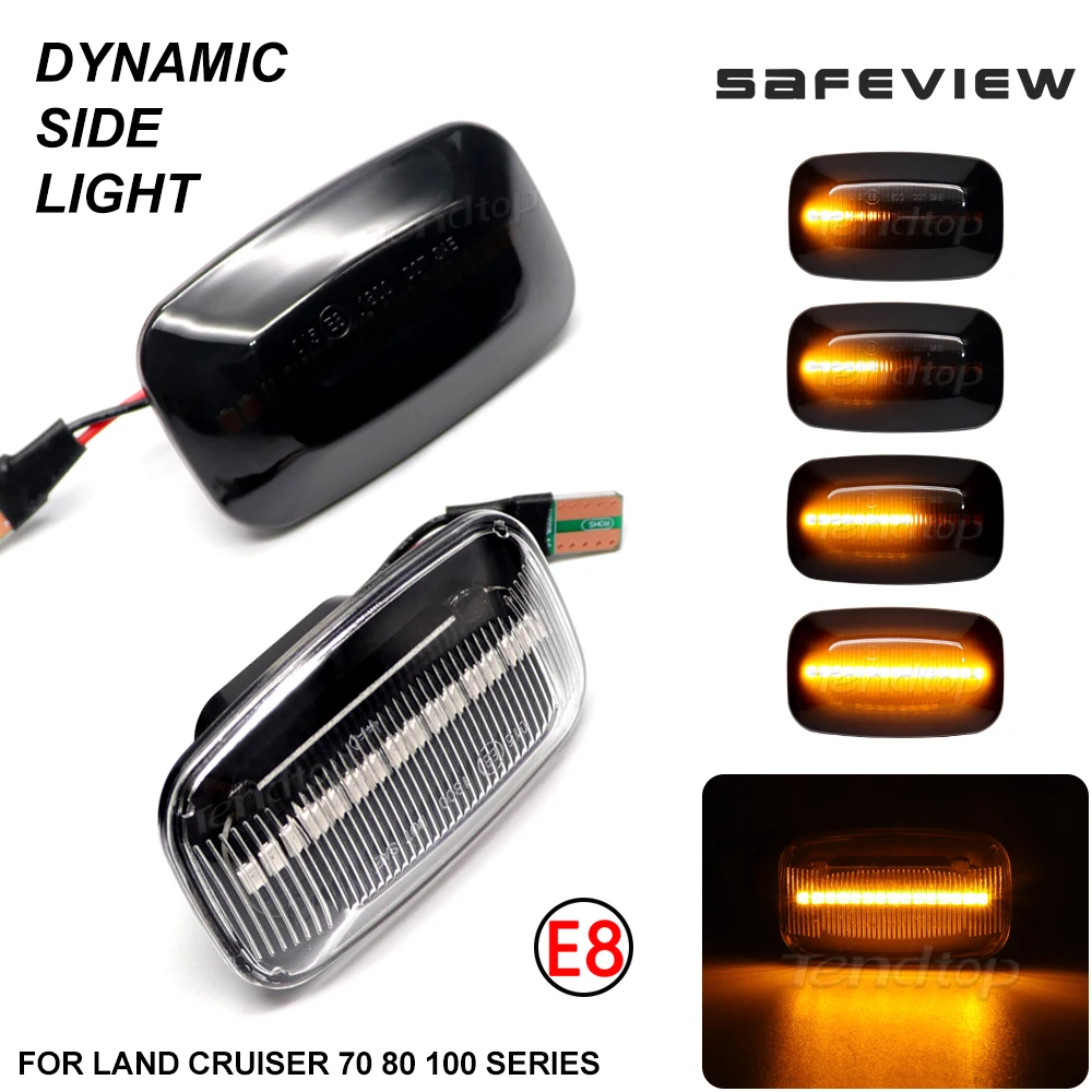 Dynamic LED Side Marker Light For Toyota Land Cruiser Prado 70/80/90/100 Series FJ Cruiser Hilux Turn Signal Dynamic Amber Light