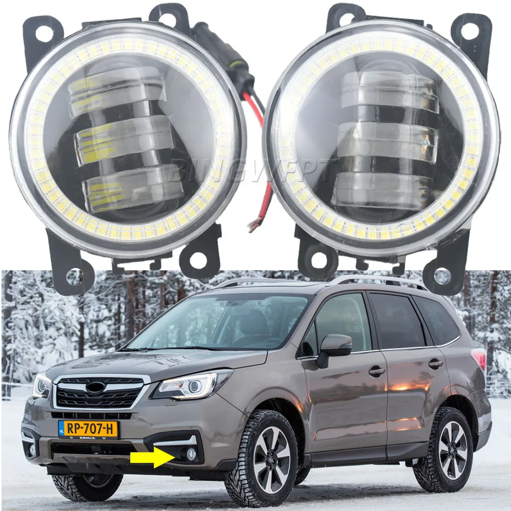 Car-Styling for Subaru Forester 2015 2016 2017 2018 NEW 9-Pieces Led Angel eyes Fog Lights H11 12V Front Bumper Light