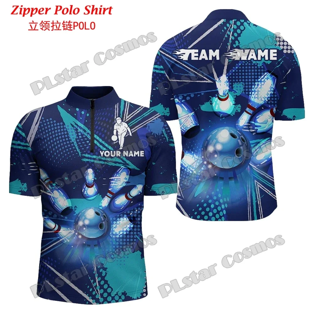 Immagine 7: Camicia da bowling da uomo Quarter Zip Camicia da bowling personalizzata con zip stampata in 3D Camicia casual unisex estiva Regalo per gli amanti della bowling PO57
