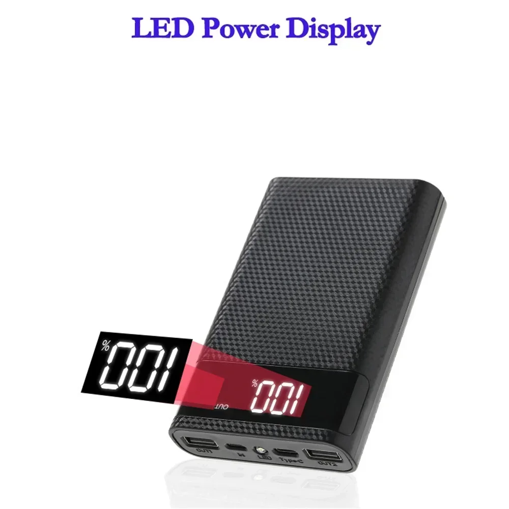 

4x18650 Battery DIY Power Bank Case Charge Storage Box 5V Dual USB Type C Android Micro USB Interface For Smart Phones