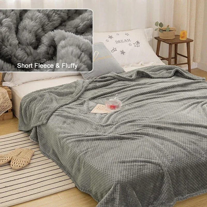 Winter Throw Blanket for Bed Fluffy Plaid Blankets on The Sofa Solid Color Bedspreads Decorative King Size Coral Fleece Blankets