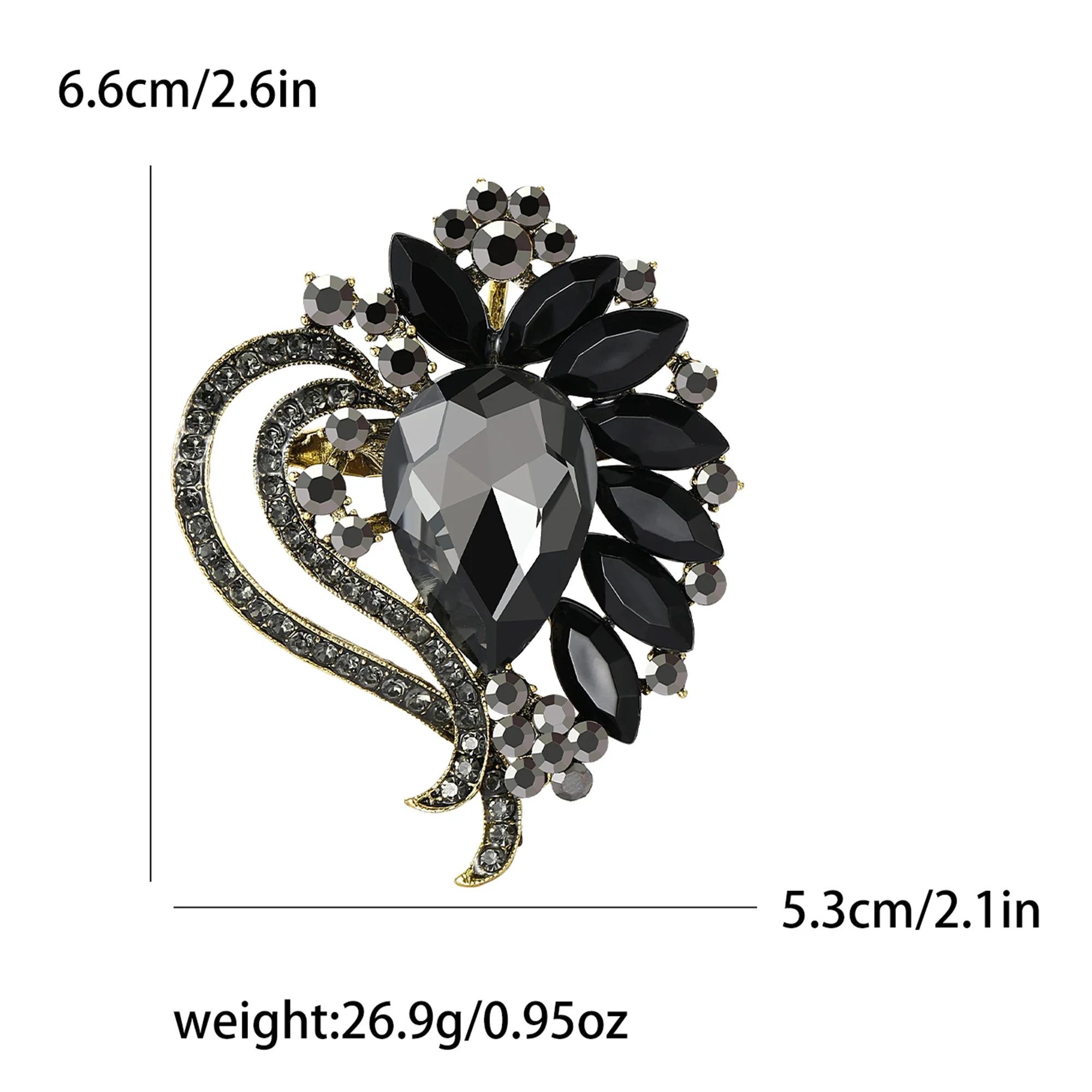 Rhinestone Flower Brooches for Women Unisex Fashion Stained Glass Pins Banquet Party Backpack Gifts Jewelry Accessories