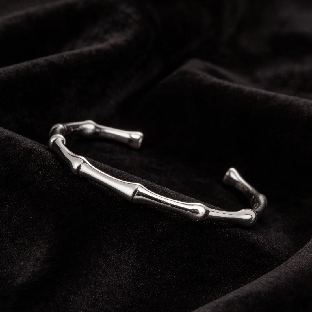 New luxury Fine elegant Bamboo joint bangle 925 sterling Silver cuff Bracelets for Women adjustable Jewelry Fashion Party Gifts