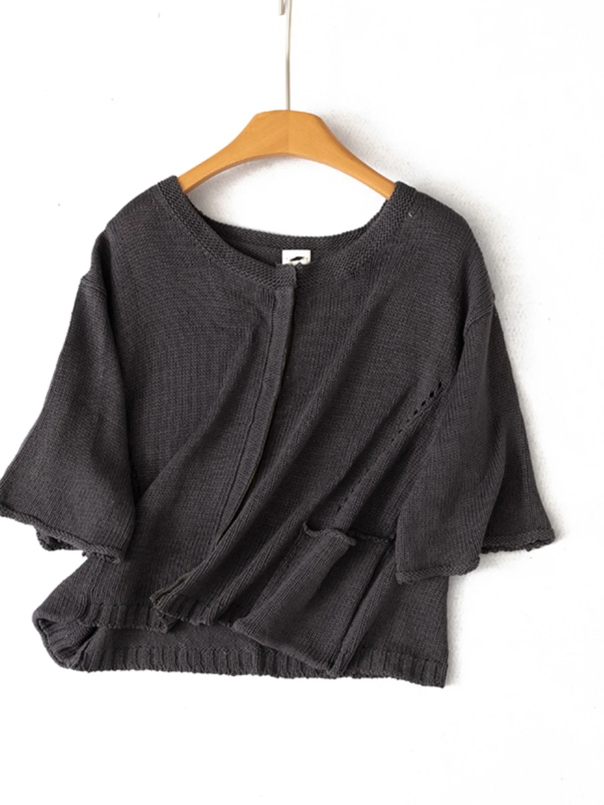 

Autumn Winter Women's Knitted Cotton Cardigan ort Sve Button up Sweater Loose Fit Sweet Sle round Ne Open Coat