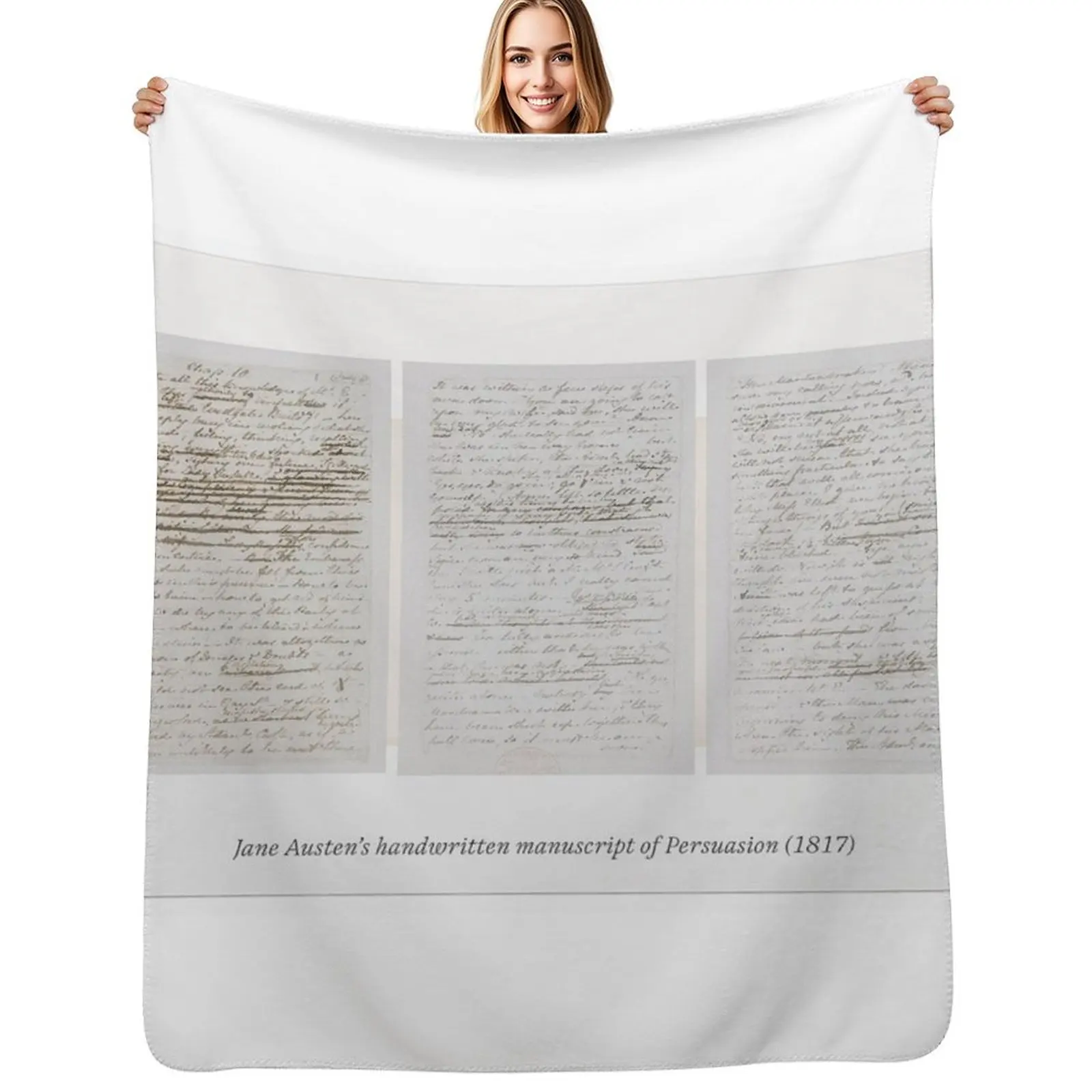 Couverture douce et chaude pour lit, inspirée du manuscrit manuscrit de Persuasion d'Emma Jane Austen, sans boulochage