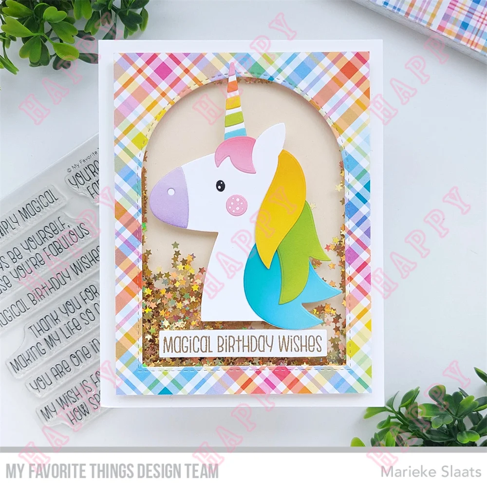 Metal Cutting Dies Clear Stamps Unicorn Happy Birthday Critters Decoration Scrapbook DIY Photo Album Paper Card Craft Handmade