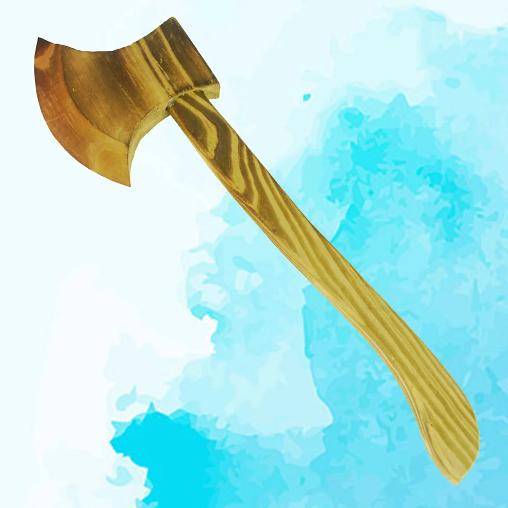 1 Stuks Houten Bijl Verkoolde Duurzaam Levensecht Gepolijst Veilig Hands-on Prop Halloween Kostuum Accessoire Decoratie Collectie