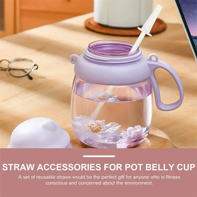 Juice Bottle Replaceable Silicone Straw Wear-Resistant Straight Water Belly Cup Replacing Long Straw Nozzles Household Accessory