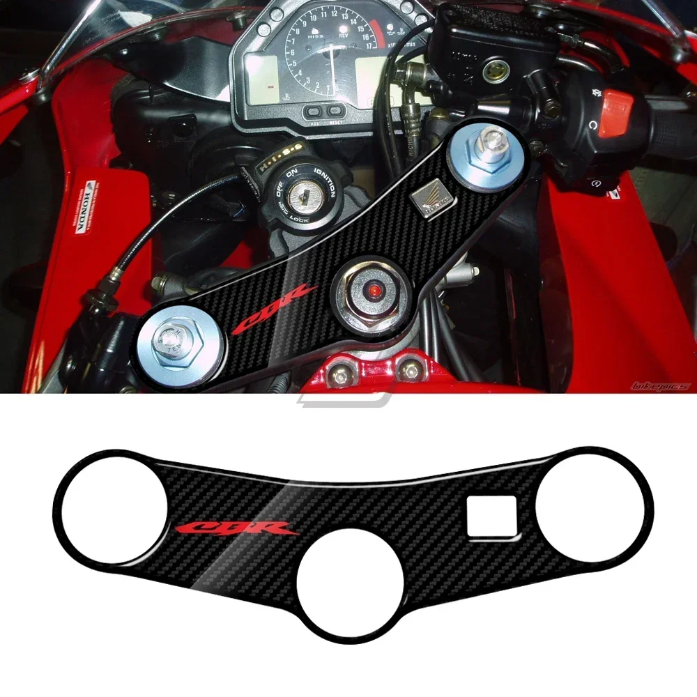 Untuk Honda CBR600 2003-2004 Stiker Garpu Depan Sepeda Motor Stiker Sepeda Motor Pembela Triple Yoke Atas Tampilan Karbon 3D