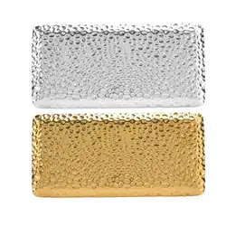 Hammered Tray Exquisite Odorless Stainless Steel Serving Tray for Living Room Bedroom Kitchen Bathroom 19.5x9.5cm gold tray