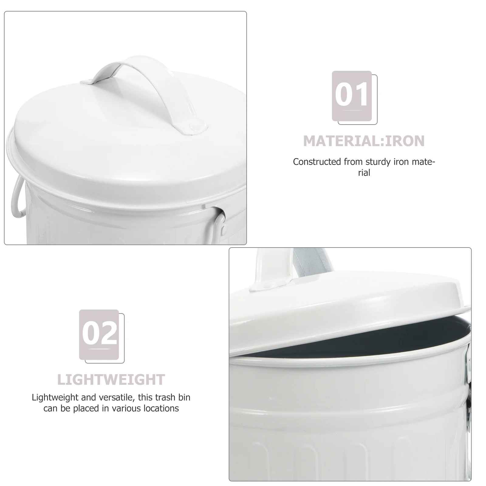 

Mini Desktop Trash Can with Lid Iron Garbage Bin for Office Bedroom Kitchen Modern Small Waste Bin Sturdy Metal Table Dustbin