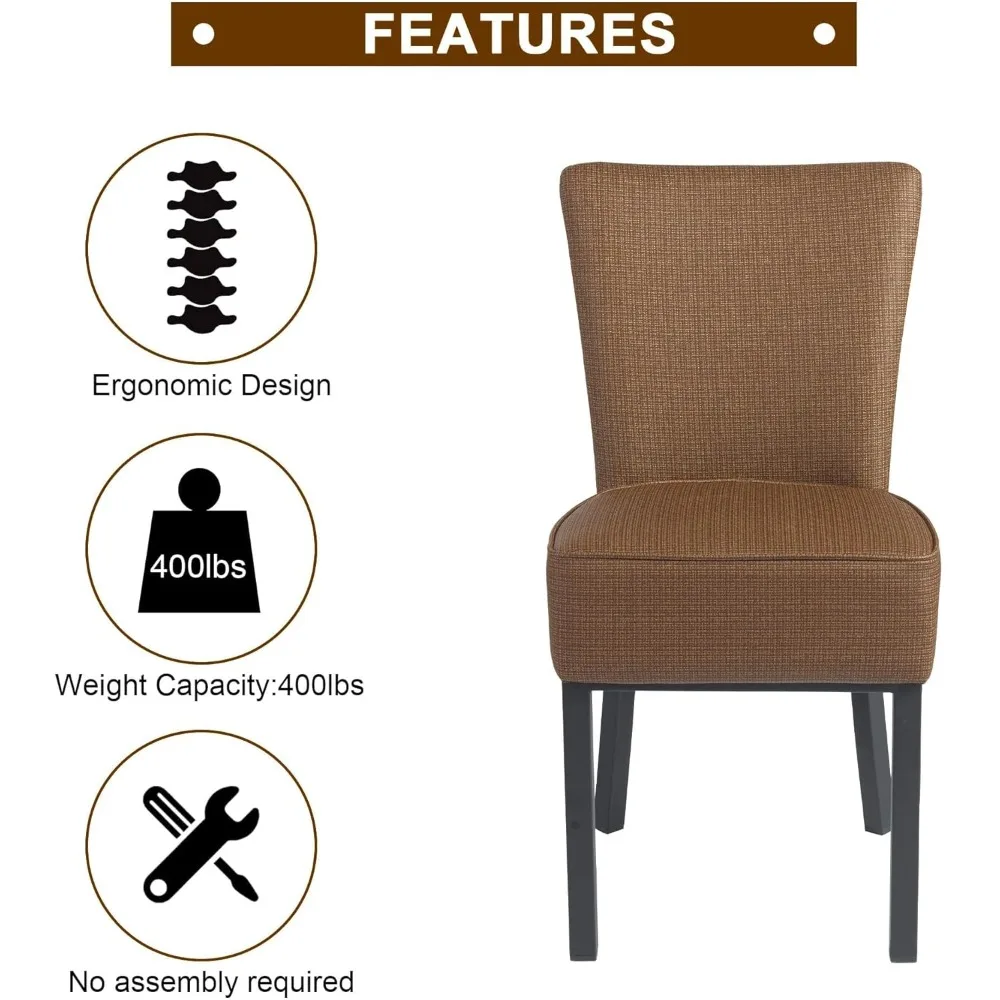 Leather Dining Chairs Set of 2 Modern Kitchen Room Chairs with Upholstered Fully Assembled Heavy Duty Sturdy Mid Century, Vinyl