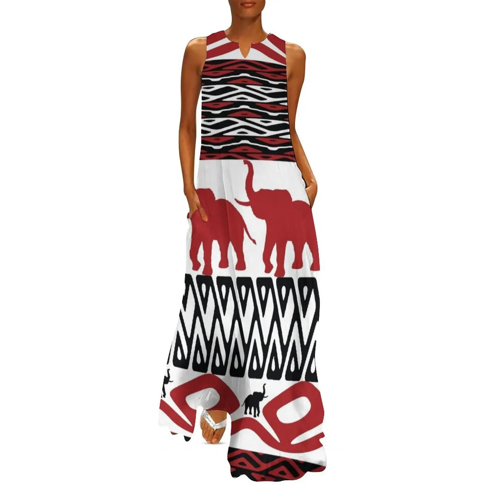 Red and White Homage by HeavenNezCree Long Dress womans clothing summer outfits for women 2024 womens clothing