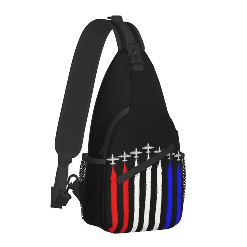 Cool Red White Blue Air Force Flyover Sling Bag for Traveling Men's Pilot Air Fighter Chest Crossbody Backpack Shoulder Daypack