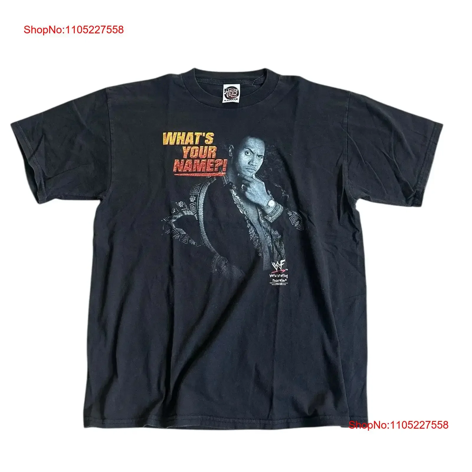 Vintage The Rock WWF ¿Qué es tu nombre? Camiseta negra de 2 caras talla XL vintage lavada moda estirada ropa de diseñador unisex