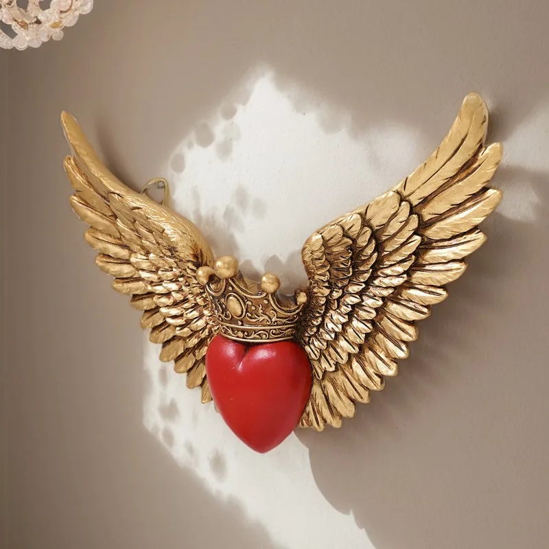 Decoración para colgar en la pared con diseño de alas de ángel y corona para dormitorio, sala de estar, cocina o terraza, ideal para bodas, aniversarios y regalos
