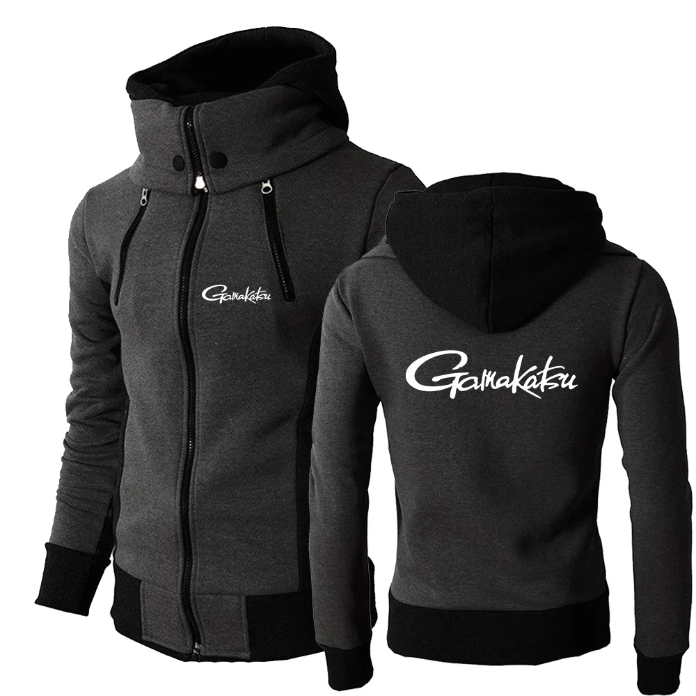 

Gamakatsu Fishing 2024 Men's Spring Autumn Zipper Hoodie High-Quality Tri-Color Style Leisure Comfort Sports Harajuku Coat