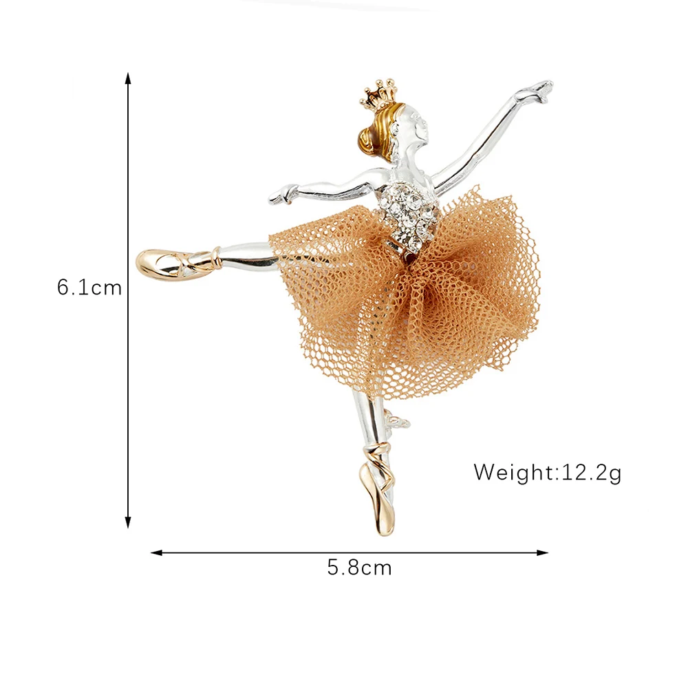 RONGXUANMEI Elegant Ballet Dance Girl Brooches For Women Fashion Slap-up Rhinestone Corsage Fixed Clothing Accessories Lapel Pin