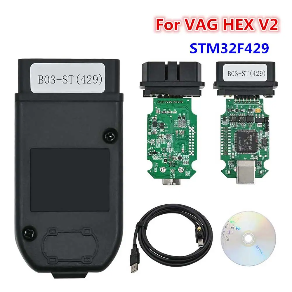 

USB Connector for VAG hex V2 STM32F429 Chipset - Unlimited VINs, Fits VW AUDI Skoda Seat 1996-2022, Multilingual Cable, Brand Ne