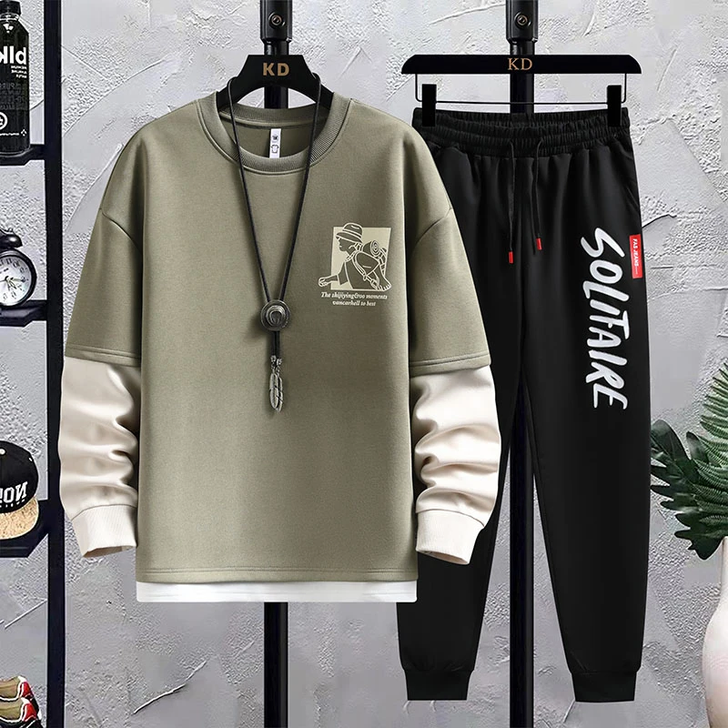 

Men's Casual 2-Piece Sportswear Set Streetwear Fashion Tracksuit Hoodie and Pants Camping Clothes Beach Pant New Beachwear Youth