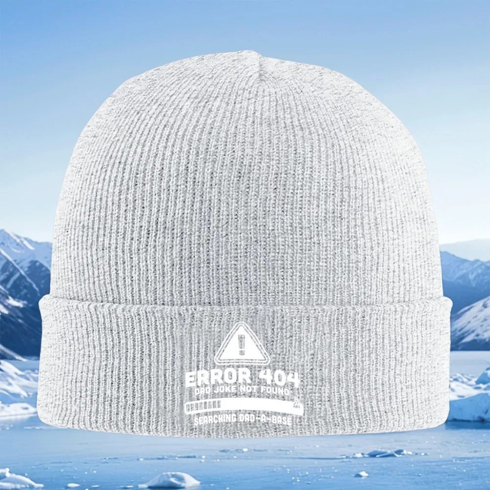 Error 404 dad joke base searching Men Women Unisex Knitted Hat Beanie Pullover Cap Winter Thermal Warm Christmas Outdoor Cycling