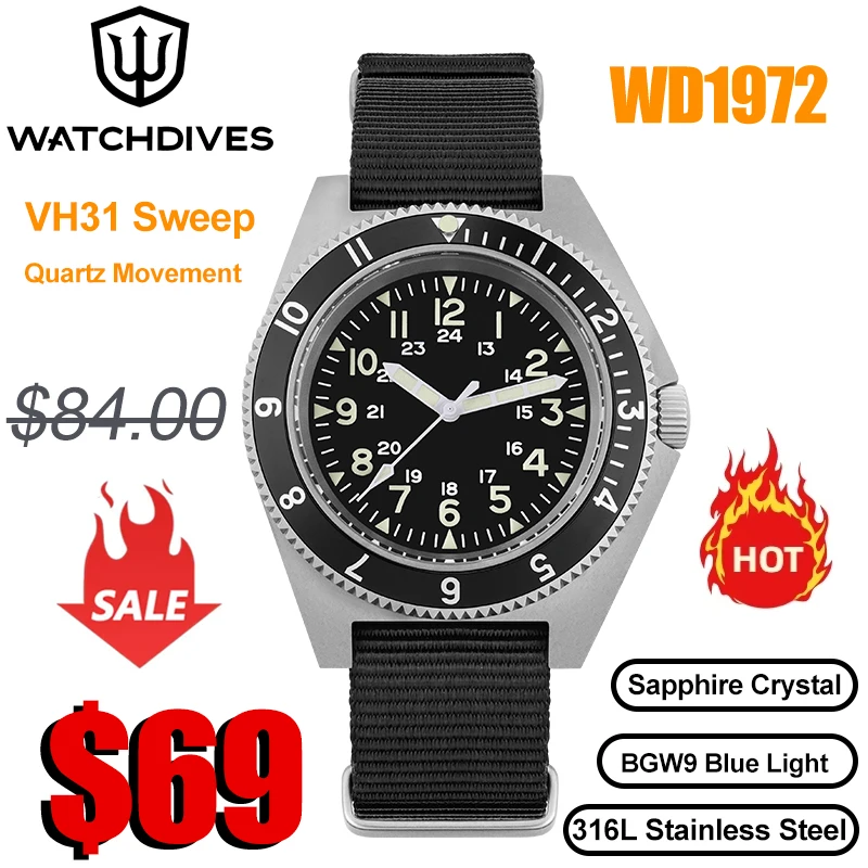 Watchdives WD1972 Quartz Watch VH31 Sweep Seconds Movement