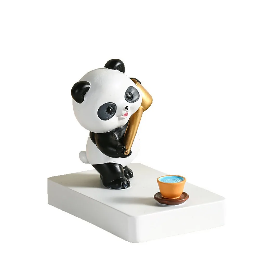 

Panda Figurines Panda Phone Holder Resin Anti-slip Cartoon Phone Stand Holder Free You Hands Flat Bottom Mobile Phone Bracket