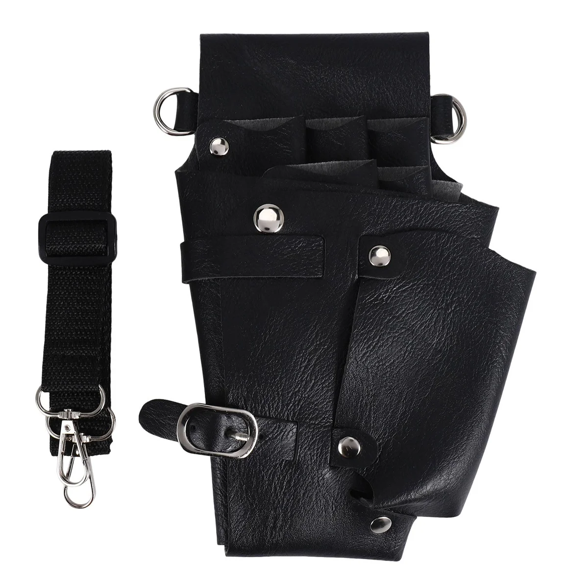 ABQR Leather Hairdressing Case Tools Scissor Bag Barber Pouch Holder Rivet Purse Adjustable Waist Shoulder Belt
