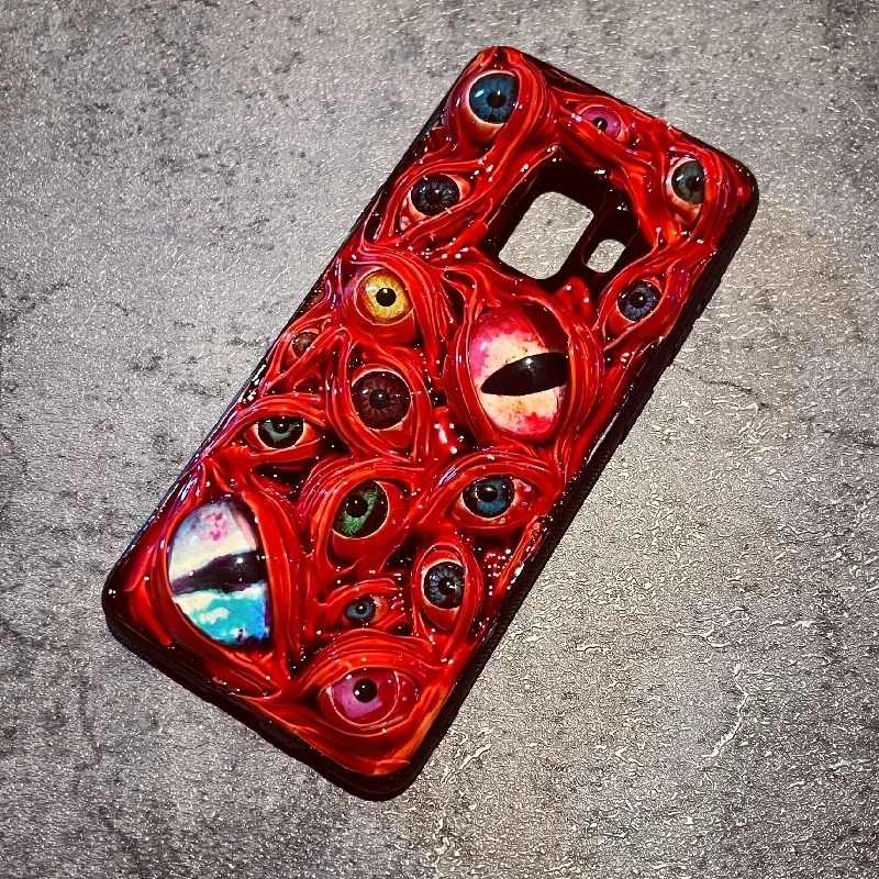 4175 Mobile Phone Case Original 3D Handmade Bloody Cthulhu Eyes Mobile Phone Case Dark Gothic Style Horror Punk Art Custom Gift