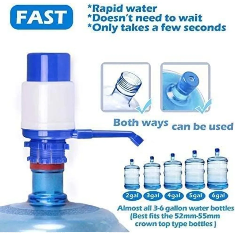 Water Bottle Pump Portable Manual Pump Dispenser Manual Pressure Drinking Water Pressure Pump Suitable for Most Water Dispensers