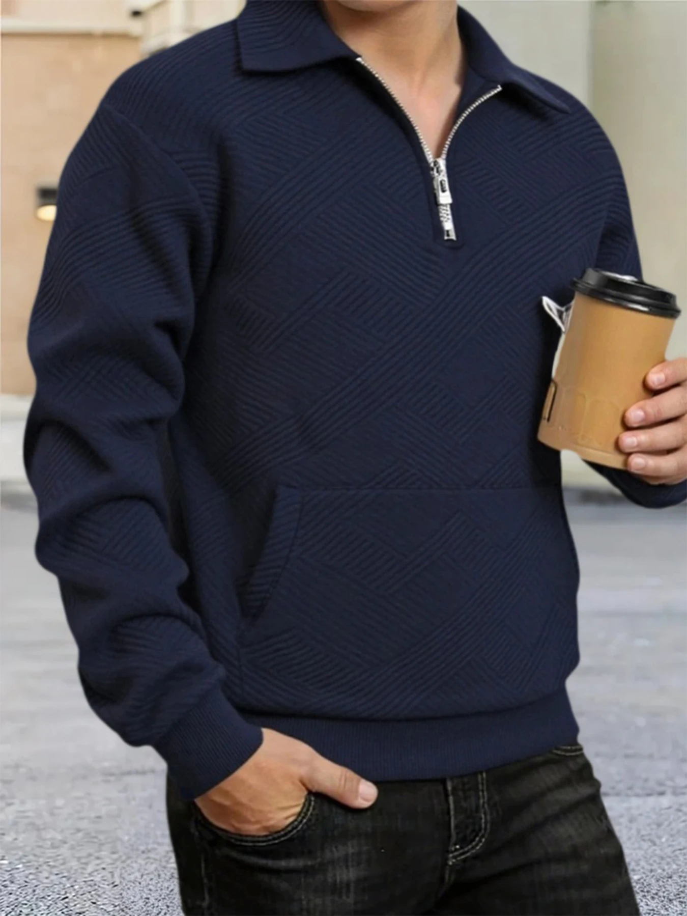Maglione pullover con zip a un quarto da uomo autunnale, leggero, collo a lupetto, pullover slim fit, maglioni polo casual, capispalla caldi invernali