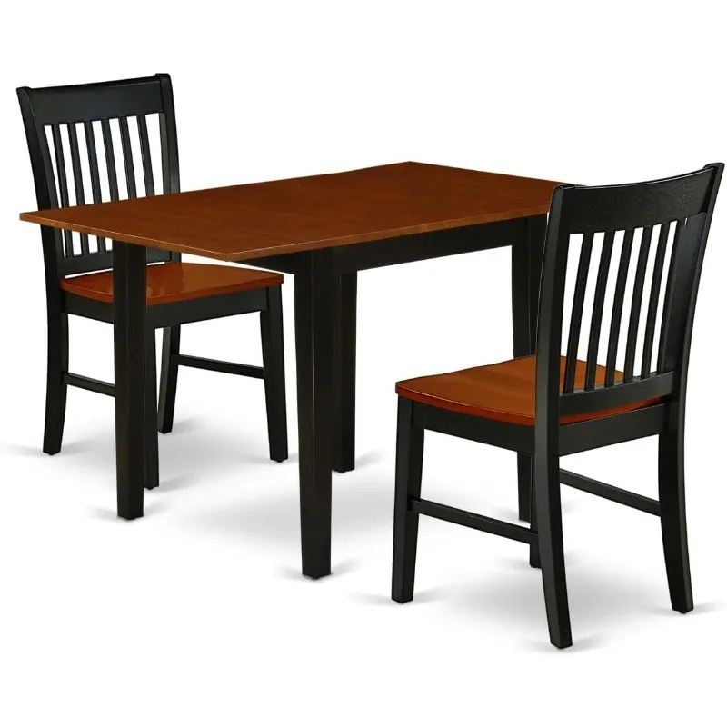 3 Piece Dinette Set for Small Spaces Contains a Rectangle Table with Dropleaf and 2 Dining Room Chairs,30x48 Inch,Black & Cherry