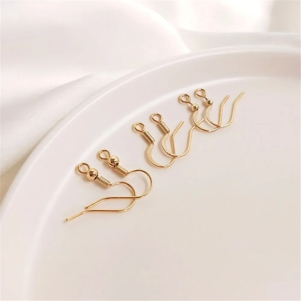 14K Gold Plated Allergy - resistant flat hook spring with beaded earrings Accessories Hand - made earrings DIY materials