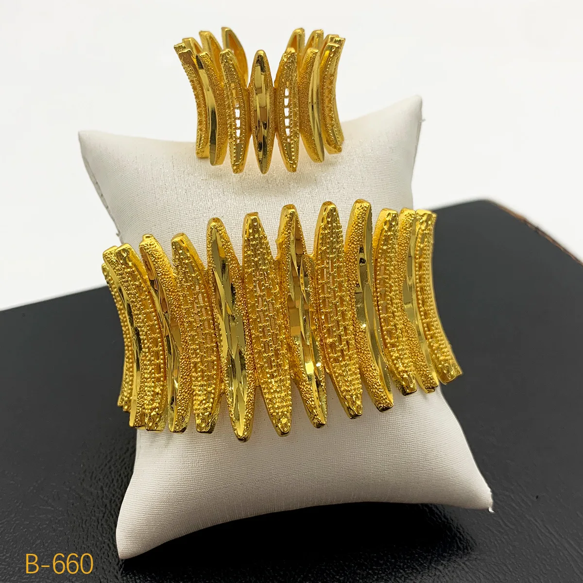 Popular hot-selling 24K gold-plated bracelet ring Dubai bride Nigerian women's wedding sand gold bracelet jewelry