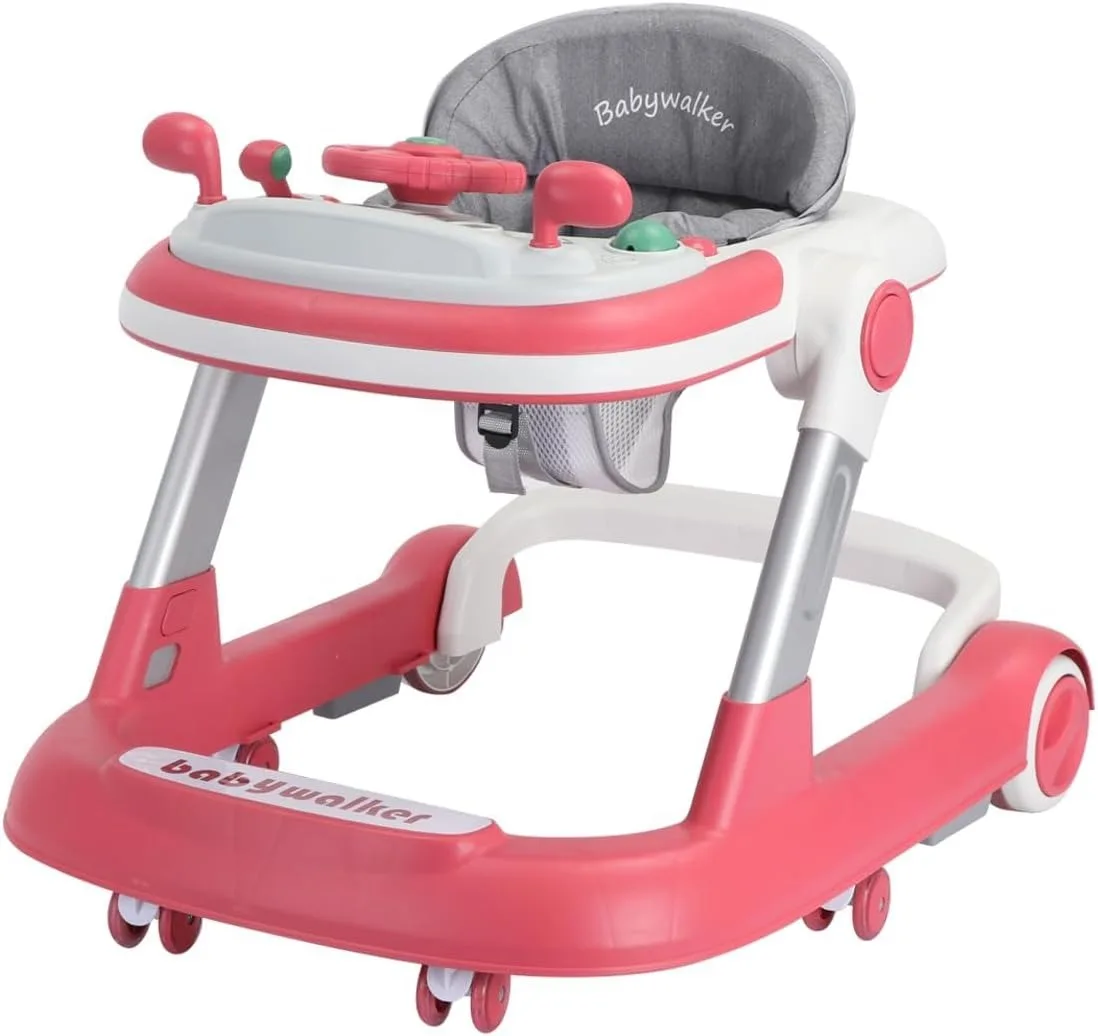 2-in-1 loopstoeltje, peuter baby loopstoeltje met verwijderbaar voerbakje en muziekbakje (zonder batterij), opvouwbare loopstoeltje