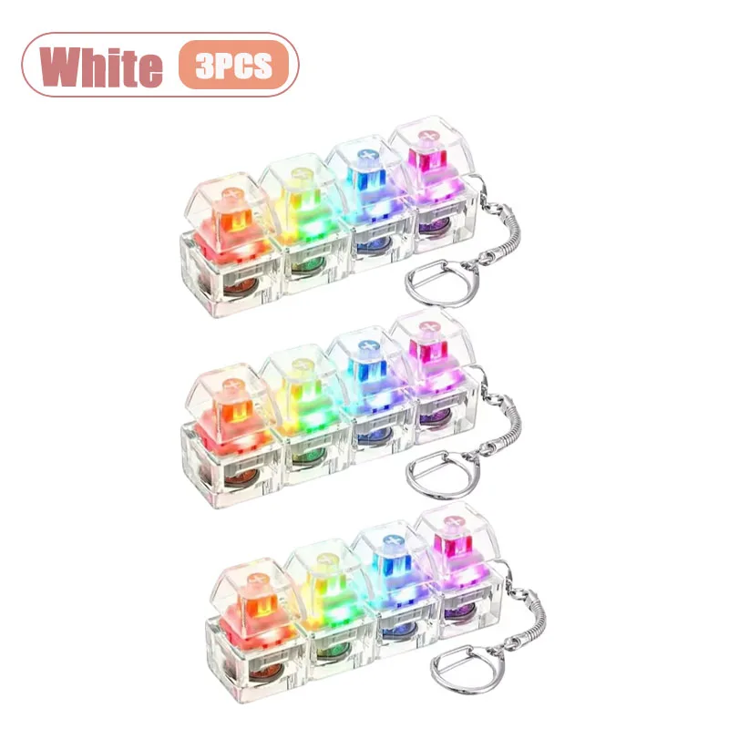 Mechanischer Tastatur-Schalter-Tester Schlüsselanhänger Fidget mit LED-Licht DIY Tastenkappen Stressabbau Clicker für Büro Schreibtisch Angstlinderung Geschenk